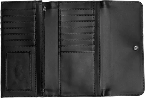 Vista 4 de GUESS Anne Marie - Bolso de mano grande con detalle de tachuelas en relieve, diseño de cocodrilo, color negro, Negro -, Tri-fold