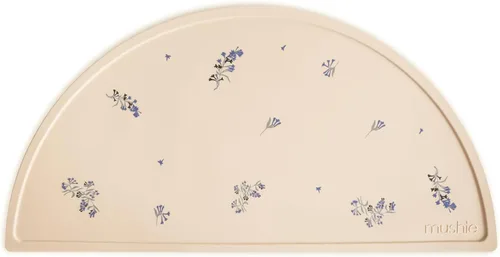 Vista 29 de mushie Mantel individual de silicona para niños, diseño antideslizante sin BPA (margarita negra)