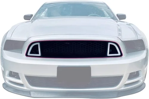 Vista 8 de PIT66 Rejilla superior de parachoques delantero con luces LED DRL de ventilación, compatible con Ford Mustang Honeycomb Mesh 2013-2014
