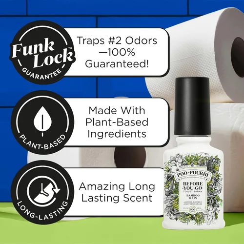 Vista 2 de Poo-Pourri Before-You-Go - Aerosol para inodoro, Bamboo Rain, 2 onzas líquidas, hasta 100 usos, desodorante para baño con aceites esenciales