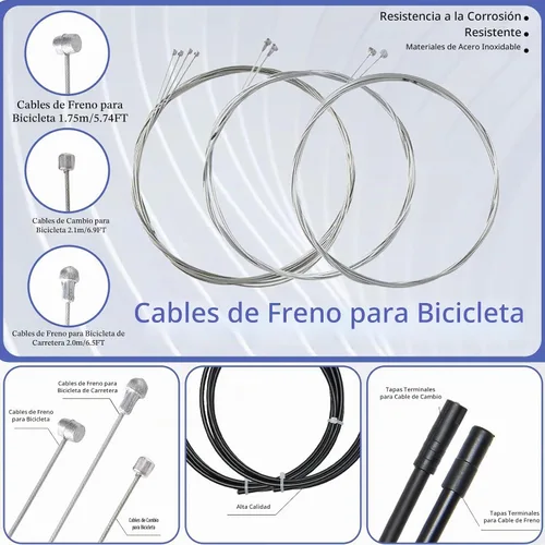 Vista 4 de Kit universal de cables de freno de bicicleta, carcasa de cable de freno de bicicleta y carcasa de cable de cambio de bicicleta con tapas de extremo