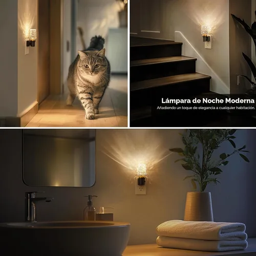 Vista 7 de L LOHAS LED - Luz nocturna enchufable con sensor de luz, 0-100Lm de brillo ajustable, 3000K blanco suave, luz nocturna decorativa de acrílico