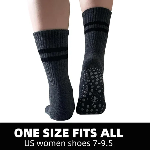 Vista 4 de JCZANXI Calcetines de yoga con empuñaduras para mujer, calcetines antideslizantes para yoga, pilates, barras, danza Calcetines acolchados ideales