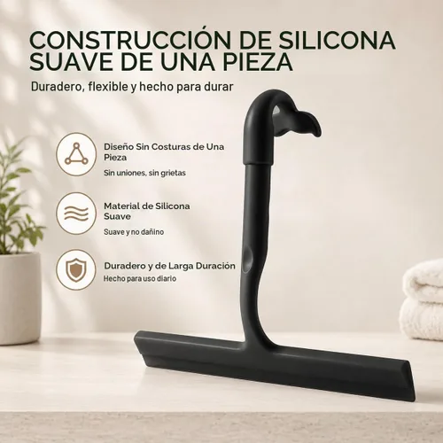 Vista 5 de Escobilla de ducha para puertas de vidrio, 9.8 pulgadas de ancho, silicona Negro