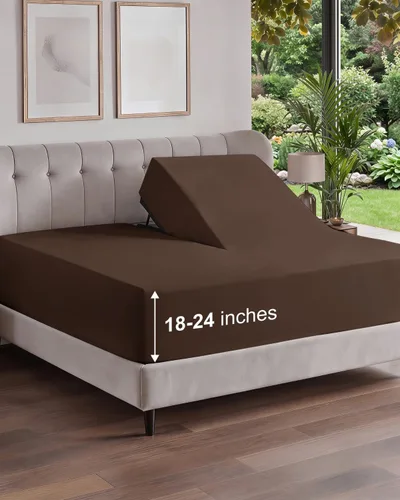 Vista 133 de Sábana bajera ajustable extra profunda Twin XL – Sábana bajera individual de lujo de hotel solamente – Se adapta fácilmente a colchones de 18 a 24