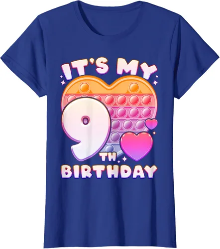 Vista 47 de Pop-it Birthday Girl 9 años de edad, Push it Pop Fidget Bubble Camiseta, Negro