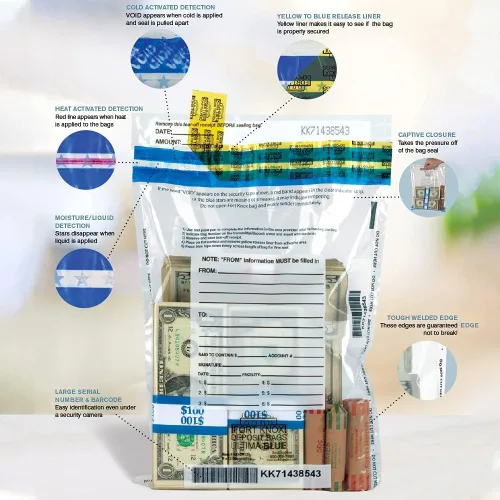 Vista 2 de BankSupplies Ultima - Bolsas de transmisión de efectivo transparentes azules - 19 pulgadas de ancho x 24 pulgadas de alto - Paquete de 250 - Cierre