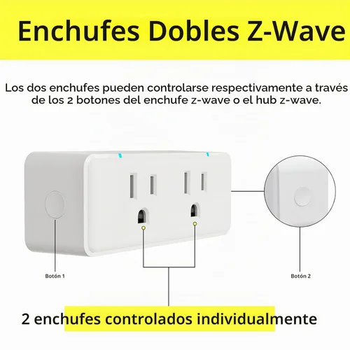 Vista 2 de Minoston Enchufe de salida dual Zwave serie 800, interruptor repetidor Z-Wave de encendido/apagado con 2 enchufes de control individuales, requiere