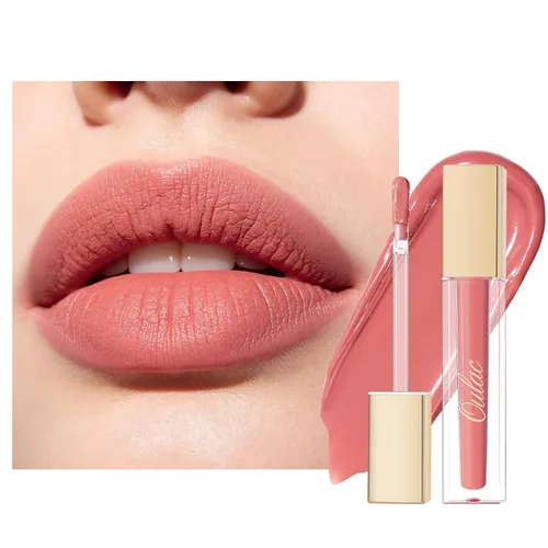 Vista 10 de Oulac Lápiz labial mate rosa para mujeres, lápiz labial líquido duradero de color rosa intenso, color de labios de alto impacto con cobertura total