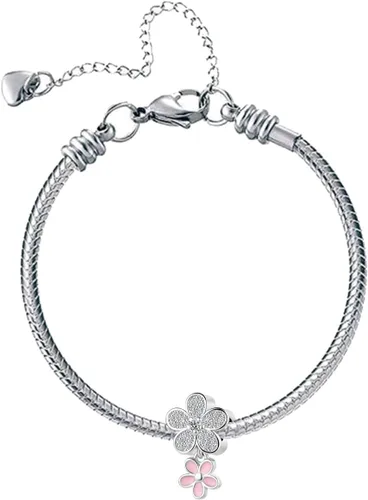 Vista 2 de SBI Jewelry Collar con dije de flor rosa transparente para mujeres, niñas, hermana, madre, abuela, llavero colgante con circonita cúbica, Cobre, Sin