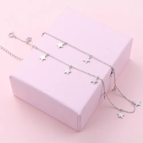 Vista 4 de Gargantilla de plata esterlina con colgante de cadena de disco para mujer, 13+3 pulgadas