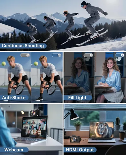Vista 13 de Cámaras digitales 8K para enfoque automático de fotografía, actualización 2026 88MP WiFi profesional 16X Zoom cámara de fotografía con doble lente