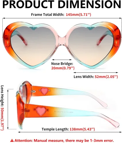 Vista 7 de FEISEDY Gafas de sol con forma de corazón de amor para mujer, gafas retro de estilo lindo B2341