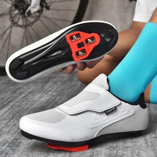 Vista 5 de Zapatos de ciclismo unisex compatibles con zapatos Peloton, zapatos de ciclismo de carretera para interiores para hombres y mujeres, preinstalados