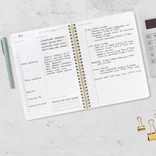 Vista 7 de ZICOTO Hermoso planificador diario y cuaderno con horario por hora, bloc de notas estético en espiral para organizar fácilmente tus tareas y citas