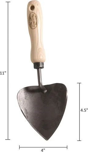 Vista 2 de Dewit Paleta para macetas, herramienta de mano de jardín resistente con hoja curvada extra grande, acero de boro templado, mango de madera