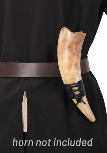 Vista 4 de KUOIN Rana cuerno medieval, funda ajustable para cinturón de piel sintética, accesorio de disfraz renacentista