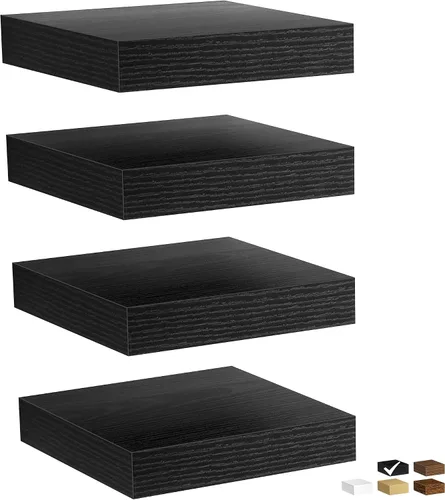 Vista 20 de Fun Memories Estante esquinero para montaje en pared, estantes de esquina flotantes, juego de 2 estantes de pared esquineros, estantes de Negro