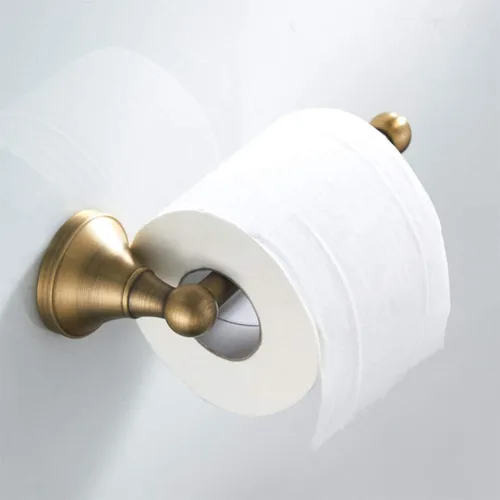 Vista 2 de Aothpher Soporte para papel higiénico de baño Soporte de rollo de papel higiénico de latón montado en la pared, acabado de Latón envejecido