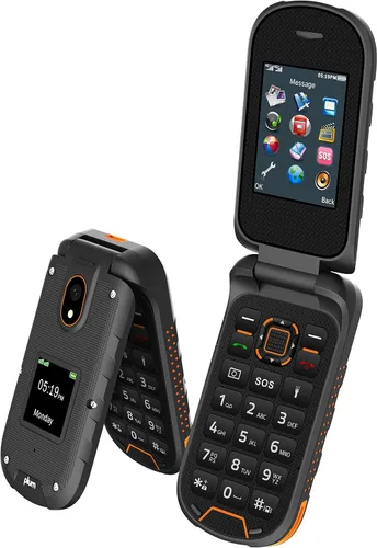Vista 6 de Plum RAM Plus 4G Volte Rugged Flip Phone, IP68 a prueba de golpes T-Mobile - Negro