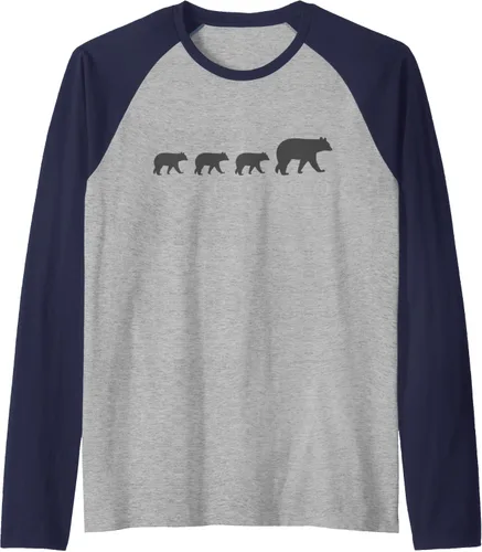 Vista 11 de Mama Bear Camiseta de béisbol raglán de tres cachorros para el día de la madre, Negro, S