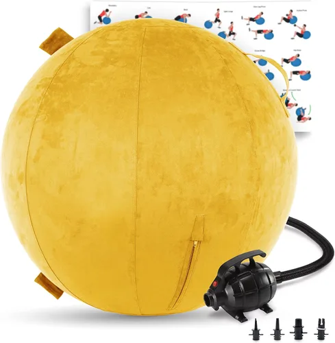 Vista 12 de Husband Pillow Exercise Ball, Cover with Pump for Yoga, Pilates, Fitness Balance Stability, Office Ball Chair Seat. Soft & Slip Resistant, Pro Guide
