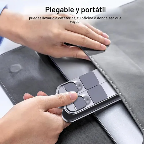 Vista 5 de LIENS Soporte ajustable para laptop con base giratoria de 360°, elevador de aluminio para computadora portátil plegable para escritorio, soporte