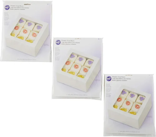 Vista 7 de Wilton Cajas blancas para dulces con ventanas, soportes perfectos para regalar y transportar mini pasteles o galletas caseras, 9 piezas