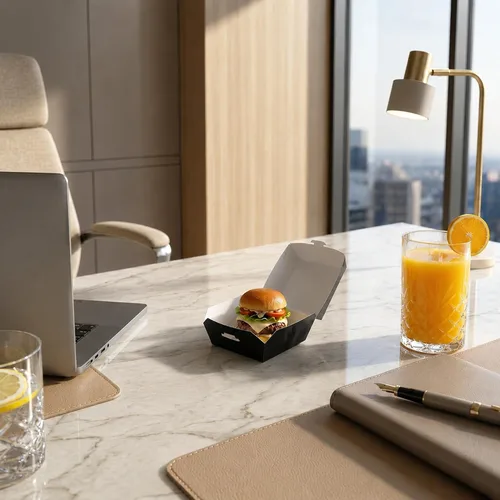 Vista 4 de Restaurantware Mini cajas de hamburguesas de 2.5 x 2.5 x 2 pulgadas, 100 recipientes de alimentos con tapa con bisagras, cajas desechables de papel