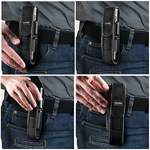 Vista 4 de PALUMMA Funda de nailon para linterna con mosquetón, soporte de cinturón de linterna de ajuste flexible para la mayoría de marcas de tamaño de hasta