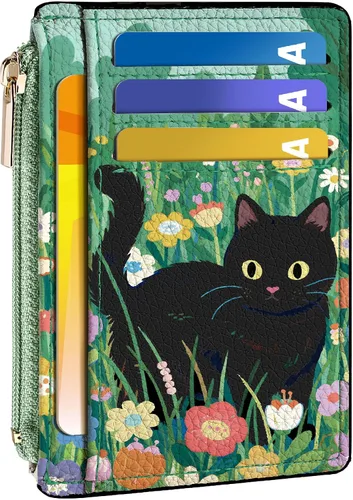 Vista 16 de Tipmile Tarjetero compacto para tarjetas de crédito con ventana de identificación para mujer, delgada y minimalista, bolsillo frontal, cartera