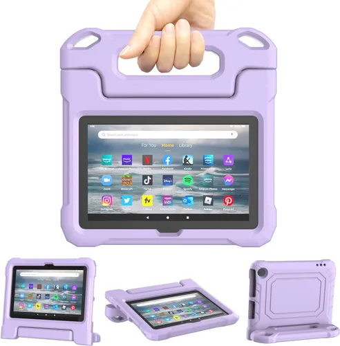 Vista 8 de Funda para tablet Amazon Fire 7 para niños (12ª generación, versión 2022), ligera, a prueba de golpes, apta para niños, funda para tablet Fire 7