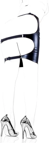 Vista 3 de Falda de nalgadas esclava abierta a la cadera bondage fetiche lencería erótica sexy, juguetes sexuales para mujeres, color negro