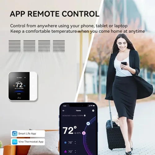 Vista 12 de Termostato Vine para el hogar con pantalla táctil a color, termostato inteligente WiFi compatible con Alexa y Google Assistant, programable para 7