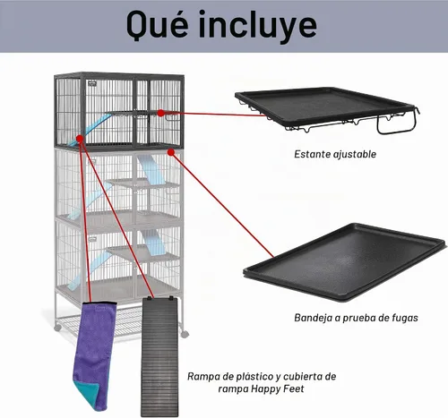 Vista 5 de Jaula para hurón MidWest Homes for Pets, modelo Deluxe Ferret Nation, Nación Hurón, Platino/Gris