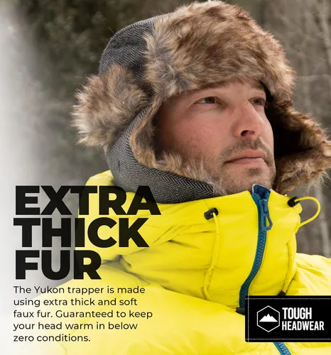 Vista 5 de Tough Headwear Sombrero de trampero de invierno, sombreros de aviador ruso Ushanka Trooper para hombres y mujeres, sombrero esquimal de nieve