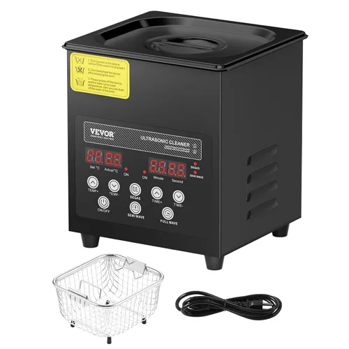 Vista 9 de VEVOR Limpiador Ultrasónico 2L, Máquina de Limpieza Sónica Digital de 60W con Modo Suave y Degasificación Mejorada, Limpiador Ultrasónico de 40kHz