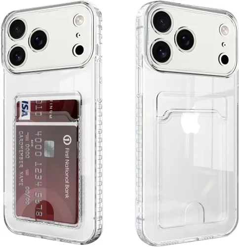 Vista 5 de Funda compatible con iPhone 11 con soporte para tarjetas, funda transparente con ranura para tarjetas, ultrafina, suave, a prueba de golpes, funda