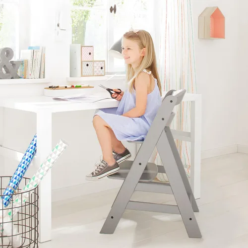 Vista 7 de hauck Alpha+ Grow Along - Trona elevada de madera de haya maciza con asiento ajustable, arnés de seguridad de 5 puntos y barra de parachoques
