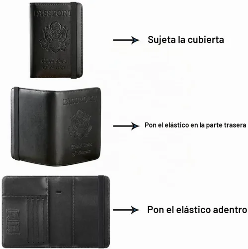 Vista 5 de Passport Holder, Travel Essentials, Passport Cover, RFID Travel Wallet 113#Negro