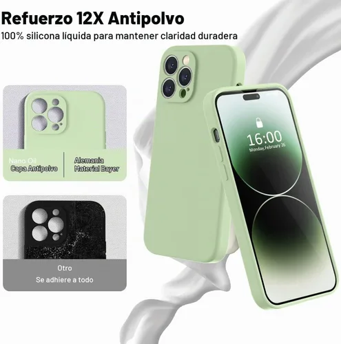 Vista 3 de BossKiss Funda compatible con iPhone 14 Pro Max, silicona mejorada [protección de cámara] [2 protectores de pantalla 9H], forro de microfibra suave