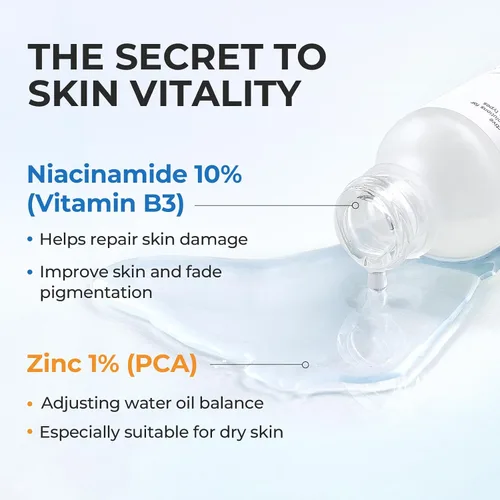 Vista 3 de Suero de niacinamida 10% + zinc 1% para cara, hidratante antienvejecimiento para hidratar la piel, control de aceite, reductor de poros, reduce