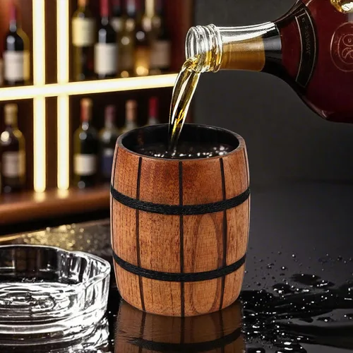 Vista 3 de CRAKTH Taza de vidrio de whisky de madera carbonizada, regalo de bourbon para hombres Vaso de madera Bourbon para beber, regalo de whisky