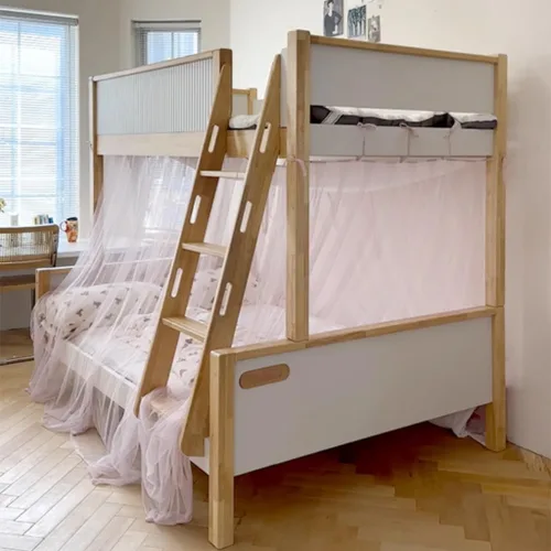 Vista 2 de 4 postes esquineros para dormitorio de estudiantes, litera, mosquitera, cortinas de cama para dormitorio, escuela, universidad, decoración de Rosa
