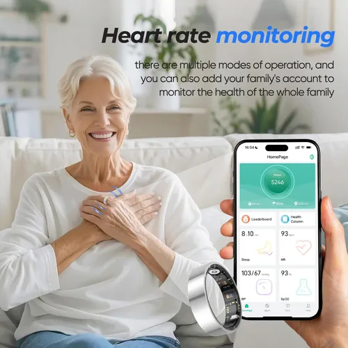 Vista 5 de BIEMHA Anillo Inteligente para Mujeres y Hombres, Rastreador de Salud con Monitoreo del Sueño y Ejercicio, Compatible con iOS y Android, Resistente