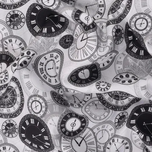 Vista 2 de Mook Fabrics Relojes de algodón, corte blanco por yarda