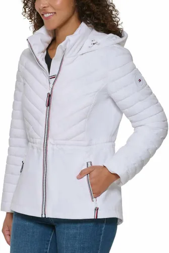 Vista 2 de Tommy Hilfiger Chaqueta elástica ligera con capucha y cordón para mujer