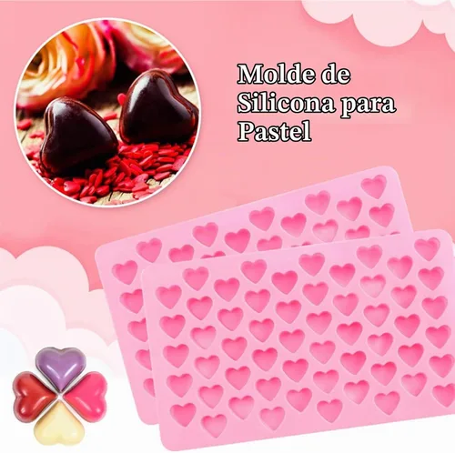 Vista 6 de Paquete de 2 moldes de silicona con forma de corazón, antiadherentes, de grado alimenticio, moldes para hornear, moldes reutilizables para dulces