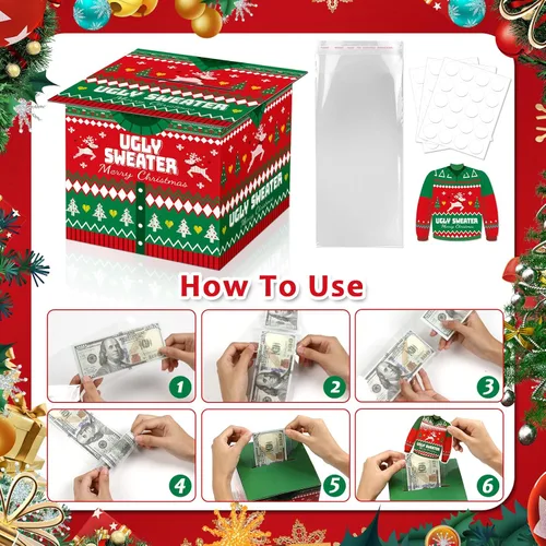 Vista 5 de Suministros para fiestas de Navidad, caja de tarjetas de felicitaciones, cajas de regalo para regalo de Navidad, cajas de regalo de papel navideño