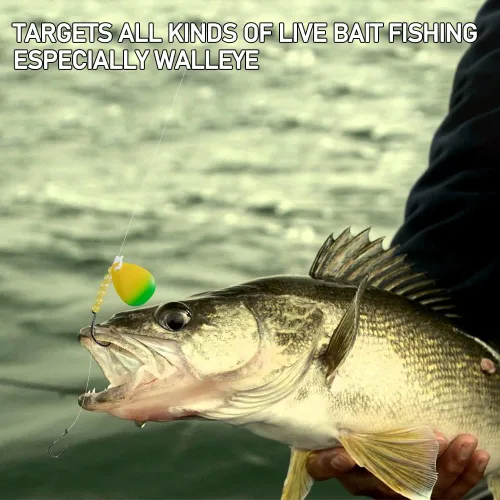 Vista 7 de Dr. Fish 10 Pack Walleye Rigs Kit, 47 Inches, 15LB Mono Crawler Harness Walleye Float Rig Colorado Spinner Octopus Hooks for Freshwater Trolling